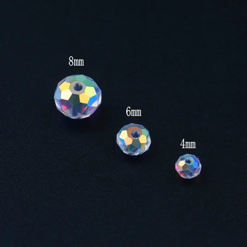 AAA Quality Faceted Rondelle Glass Beads 4-8mm Crystal Spacer Beads Assorted Jewelry Beads for Bracelets Necklaces Accessories Qme
