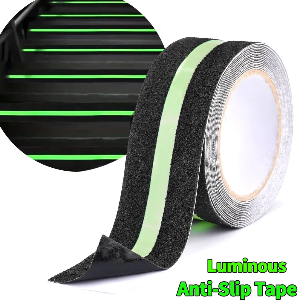 Anti Slip Traction Tape Glow in Dark Green Stripe Friction Abrasive Adhesive Non Skid Tape For Stair Tread Step Indoor Outdoor Qme