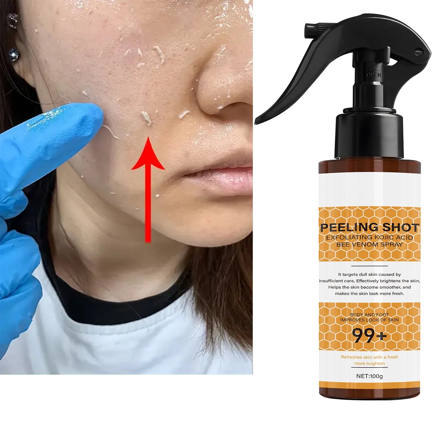 Peeling Shot with Retinol & Bee Venom - Moisturizing & Exfoliating Formula for Softer, Confident Skin Qme