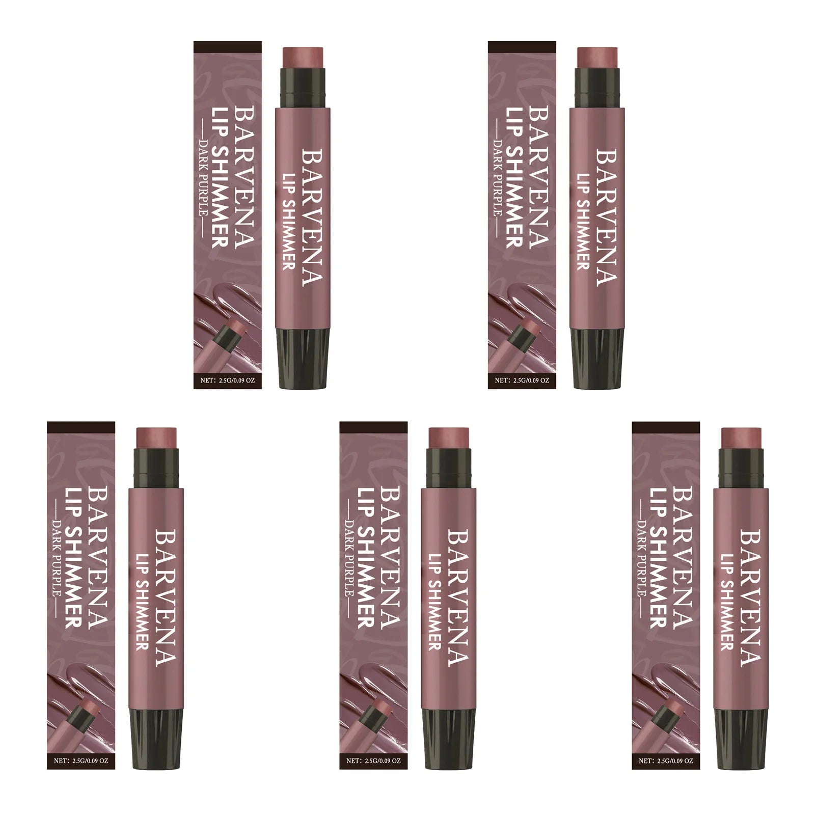 Lip Shimmer Dark Purple Tinted Lip Balm Stick Long Lasting Hydration with Natural Glowy Finish Moisturizing & Nourishing Makeup Qme 5Pcs