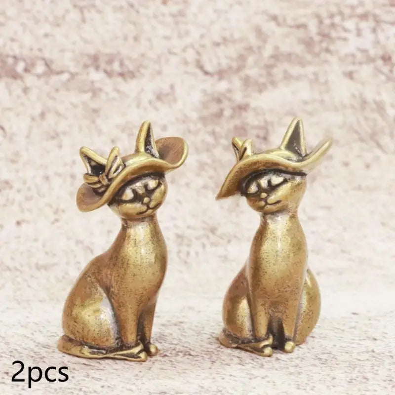 Brass Princess Cat Statue Creative Animal Desk Ornaments Desktop Qme A2
