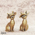 Brass Princess Cat Statue Creative Animal Desk Ornaments Desktop Qme A2
