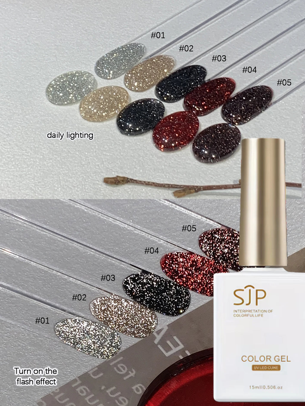 Reflective Clubbing Rhinestone Gel UV Nail Polish Silver Burgundy Qme