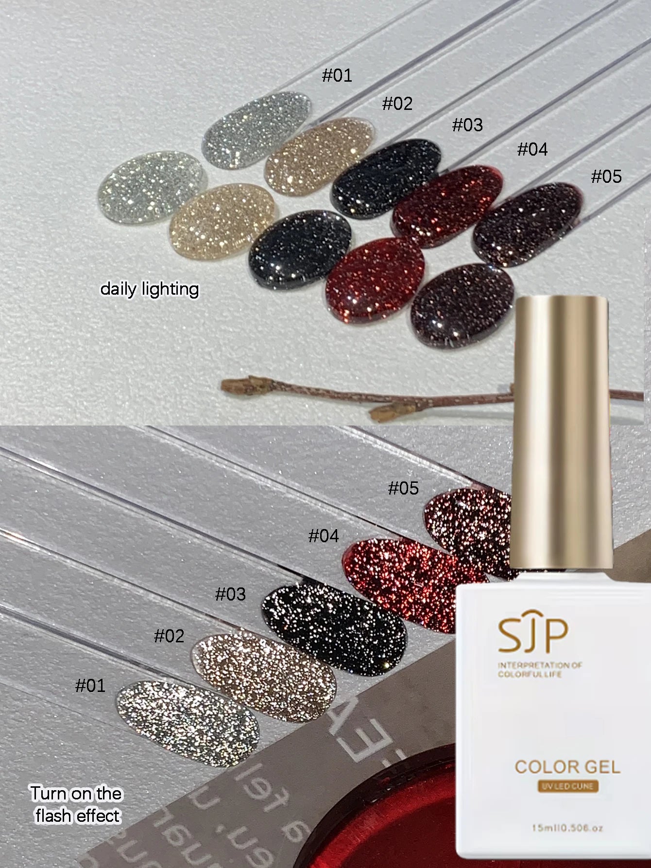 Reflective Clubbing Rhinestone Gel UV Nail Polish Silver Burgundy Qme