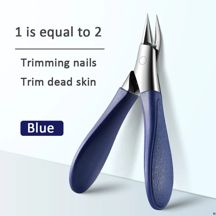 Angled Nail Clippers Ingrown Toenail Clipper Thick Nails Slant Curved Qme Blue