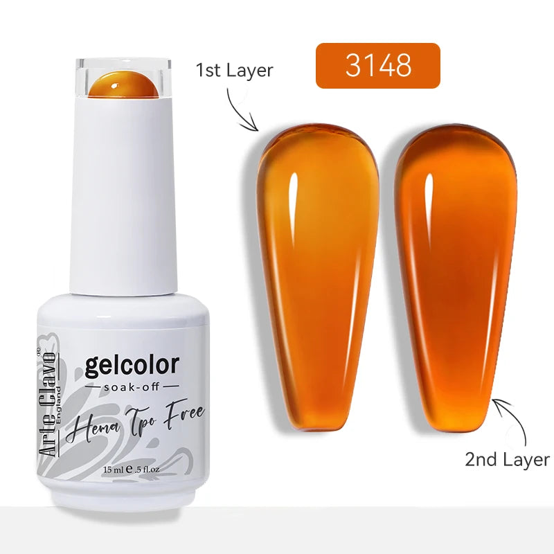 Arte Clavo Jelly Transparent Gel Nail Polish Summer Nude Pink Semi Qme