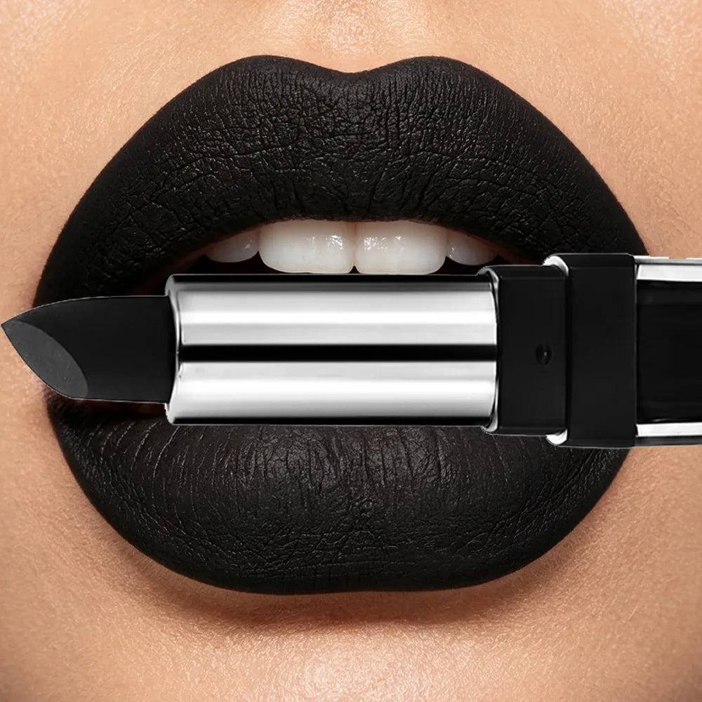 Gothic Dark Night Lipstick Waterproof Long-lasting White Black Dark Red Brown Velvet Matte Lip Tint Cosplay Makeup Lip Cosmetics Qme