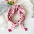 Neck Wrap Cotton-linen Square Scarf Fringed Breathable Hair Bandana