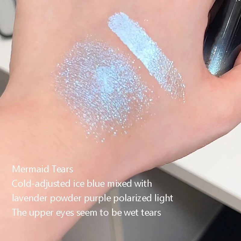 Glitter Liquid Eyeshadow Holographic Shimmer Ice Blue Pink Quick-drying Wet Look Tears Highlight Eye Makeup Non-flying powder Qme