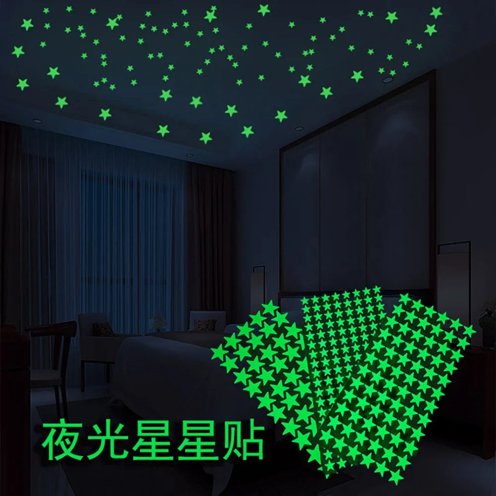 Luminous Wall Stickers Kids Rooms Dots Stars Ceiling Decals Glowing Qme