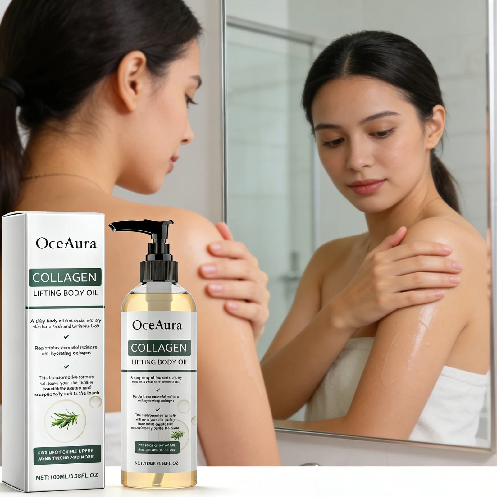 Collagen Body Oil Tighten Skin Lifting Increase Body Elasticity Massage Repair Moisturizing Non-greasy Essential Care Oil 100ml Qme