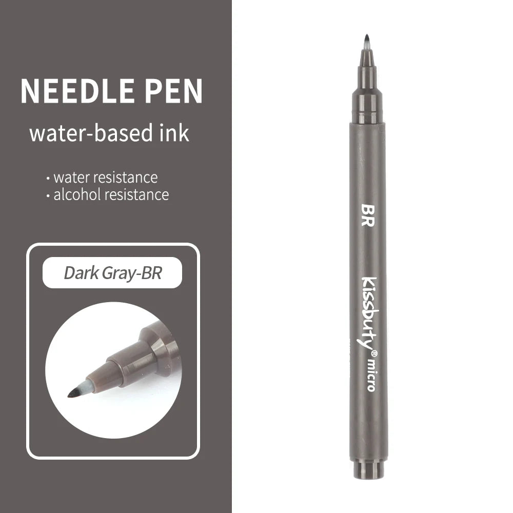 Micro-Pen Fineliner Pens,Color Pigment Liner Multiliner Archival Ink Micro Fine Point Pens for Sketching, Drawing, Journaling Qme BR-Dark gray