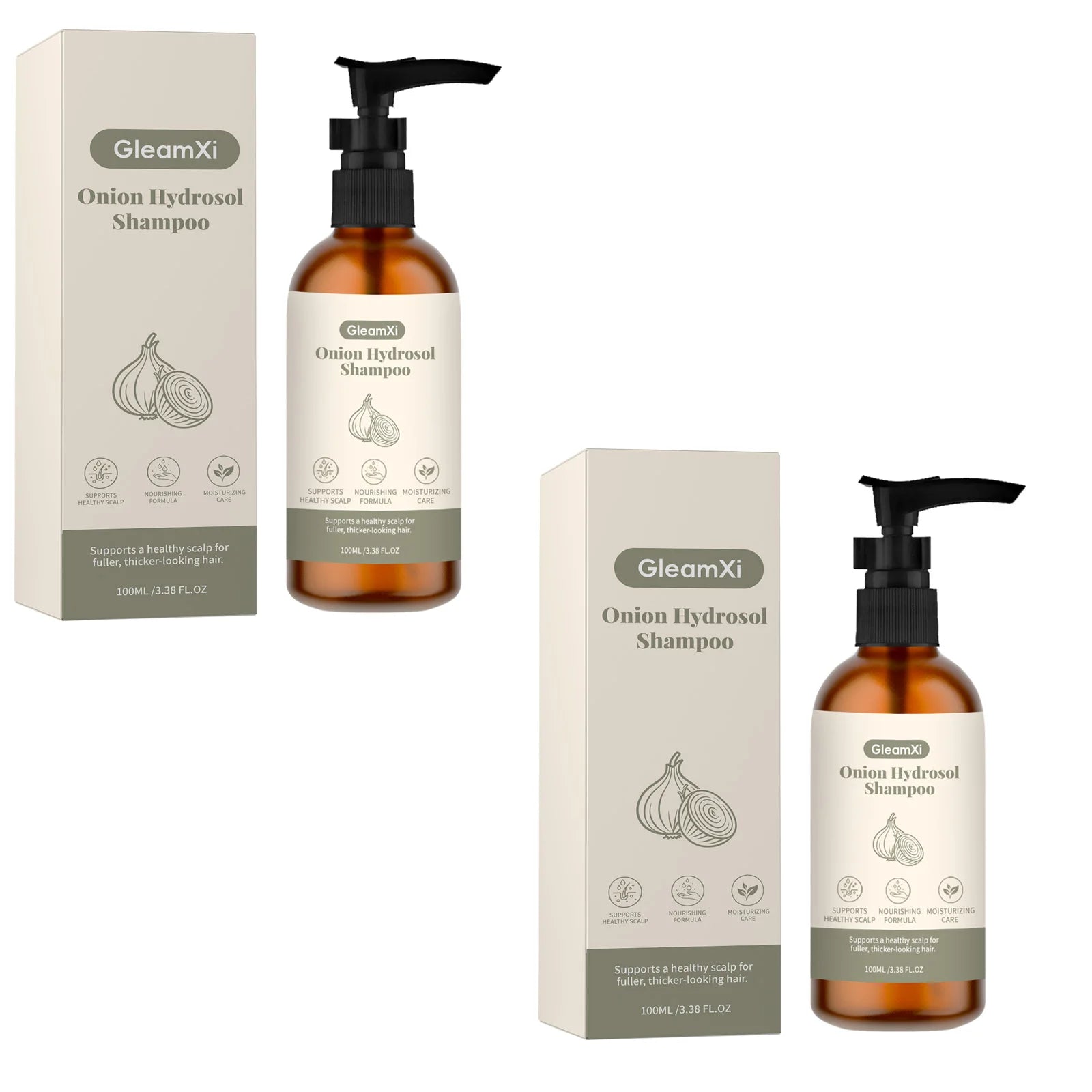 Gleamxi Onion Shampoo Lasting Moisturizing Frizz Damaged Hairs Repair Qme 2 X 100ml Boxed