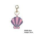 Bag charm decor with Beaded Sequin Rhinestone Crab, Starfish, Shell, and Conch Keychain Qme 09