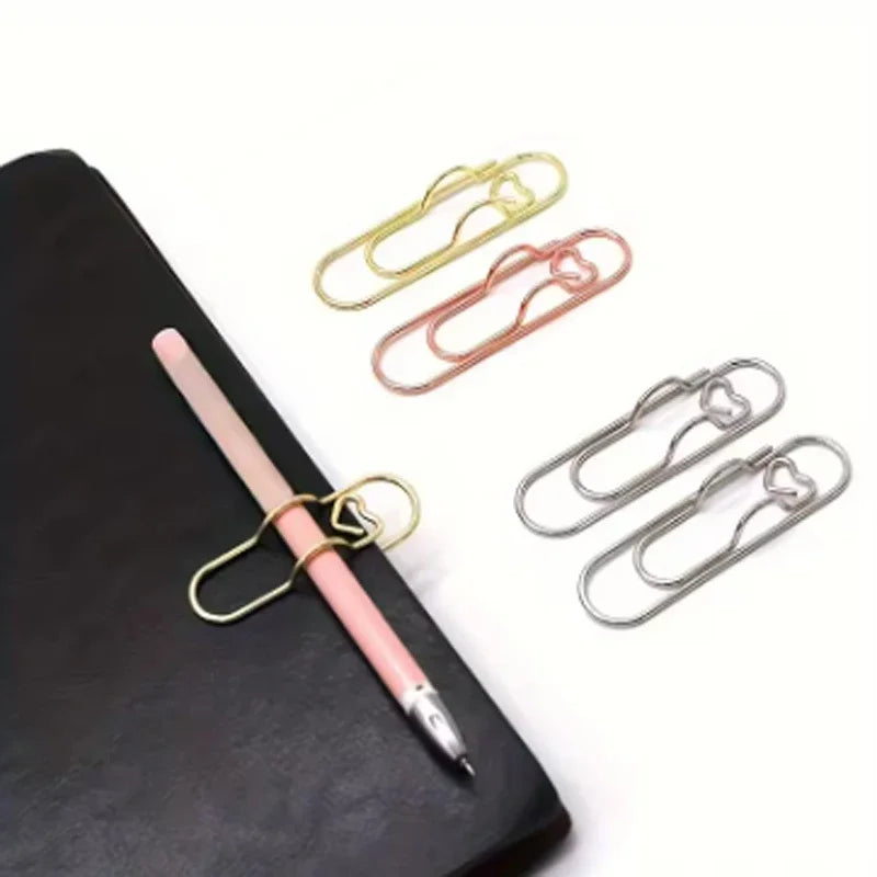 4 multifunctional pen clip pen hanging love paper clip pen button notebook accessories fixed seat pen clip Qme
