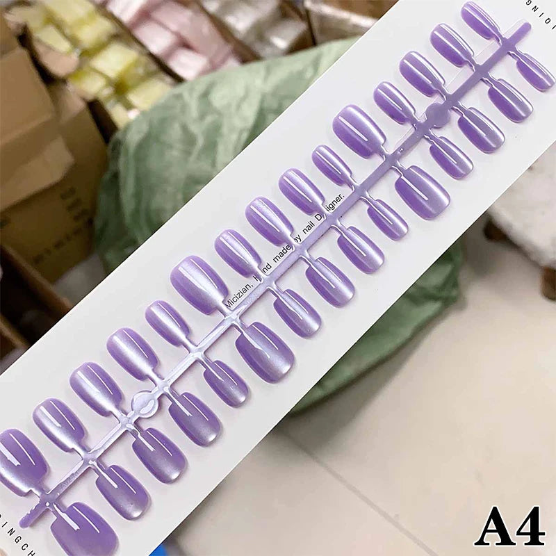 Different Short Press Nails Cat Eyes Decoration Wearable False Full Qme A4