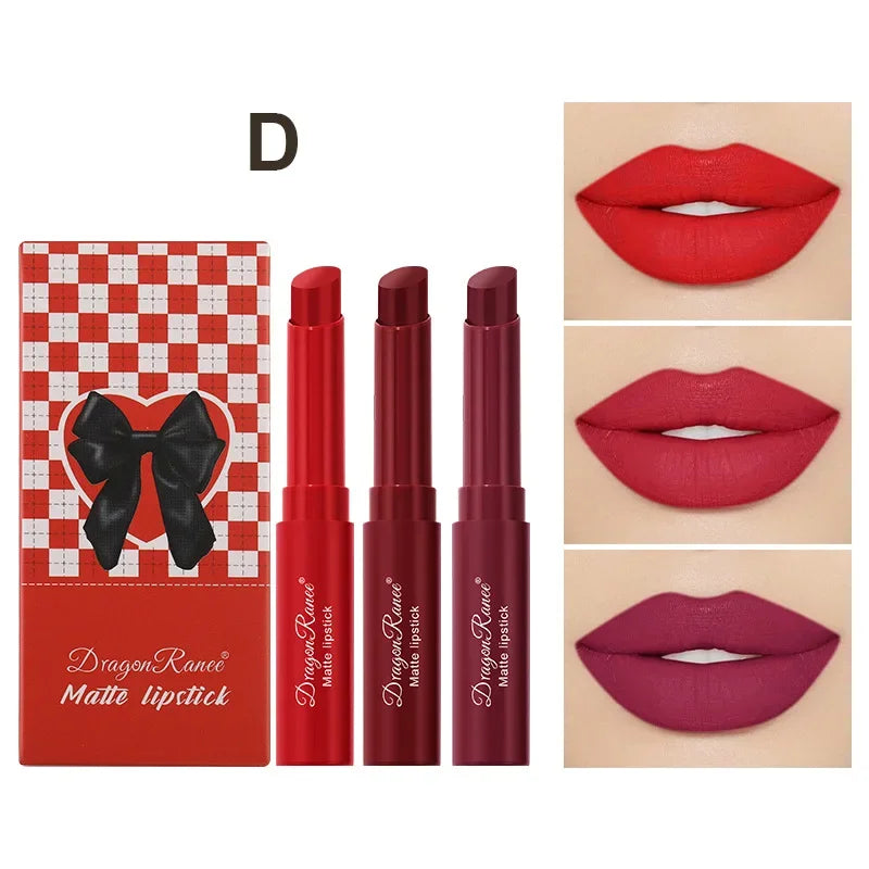 1/3pcs Nude Lipstick Crayon Long Lasting Matte Lipstick Pencil 24 Hours Waterproof Set Lip Moisturizer Colouring Lip Tint Stick Qme D-3pcs
