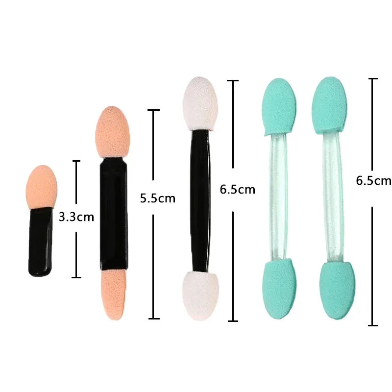 100pcs Double-headed Eyeshadow Applicators Latex Sponge Disposable Eyeshadow Brush Small Portable Beauty Makeup Tool Brush Head Qme