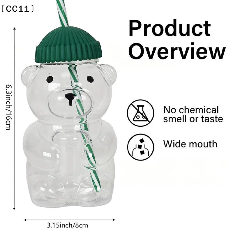 Glass Bear Cup Straw Lid Suitable All Beverages Can Be Used Microwave Qme