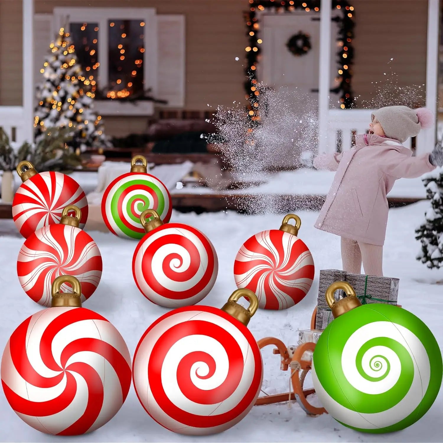 PVC inflatable 24-inch Christmas ball Christmas tree decoration Dance courtyard porch pavilion interior atmosphere decoration Qme