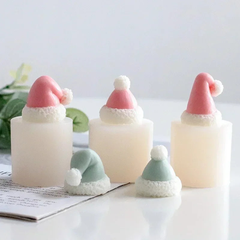 Handmade Molds Creative Christmas Hat Candle Silicone Mold DIY Geometry Candle Making Resin Soap Mold Christmas Gifts Decor Qme