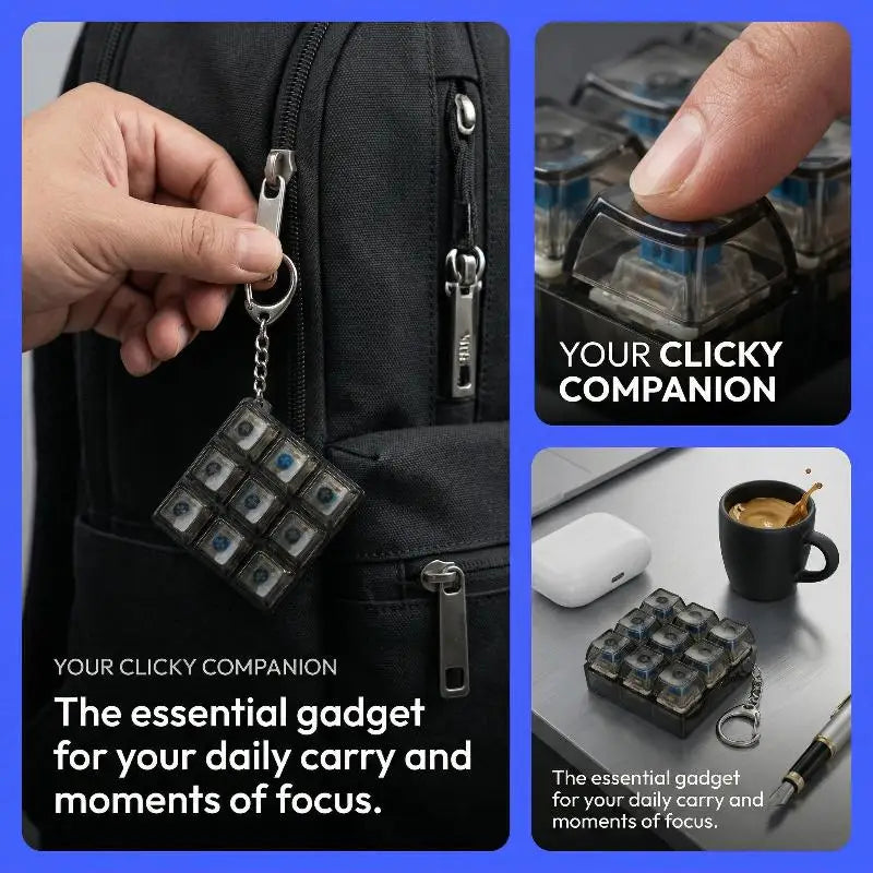 Nine Key Mechanical Keyboard Fidget Toy Keychain Stress Relief Qme