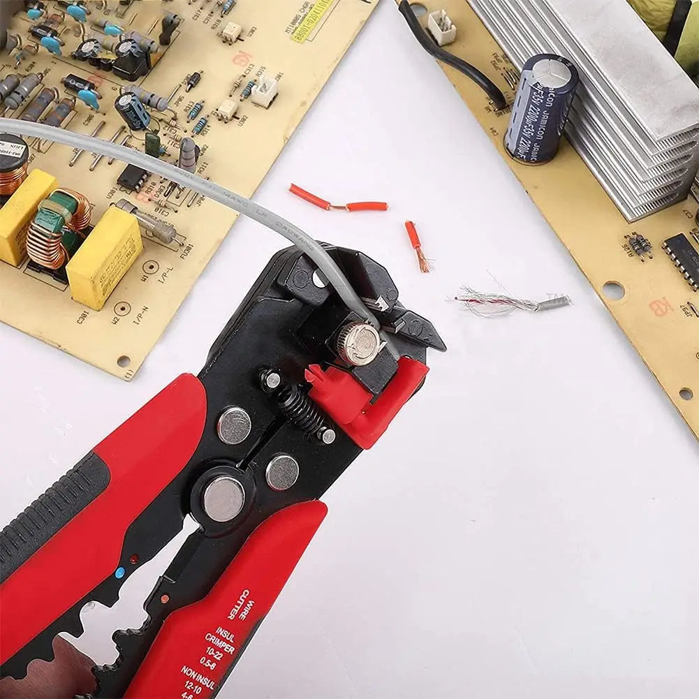 Multifunctional Cable Wire Stripper Cutter, Crimping Stripping Plier Tool, Self-adjusting 8" Automatic Wire Stripper Qme