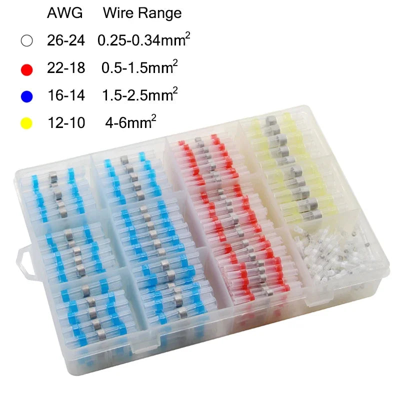 50-300Pcs Waterproof Heat Shrink Tube With Solder Insulated Electrical Wire Terminal Butt Splice Solder Electric Connector Set Qme