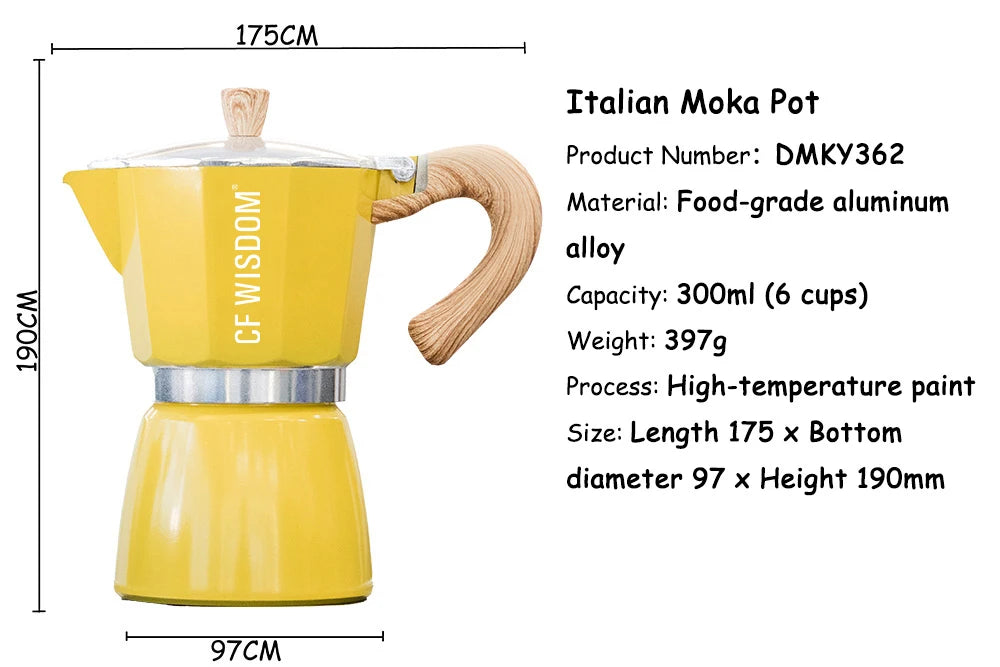 Classic Espresso Maker Home Use Premium Moka Pot Brewer Durable Qme DMKY362
