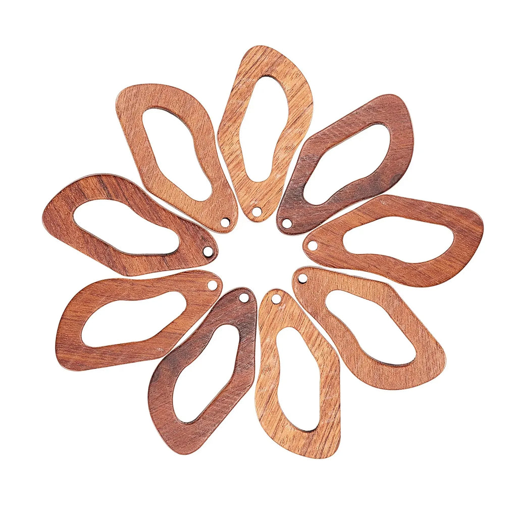 20Pcs Vintage Natural Wood Charms Flat Round Teardrop Saddle Brown Wooden Pendants Bulk for Women Jewelry Earrings Making Qme 7.4x7.2x1.7cm