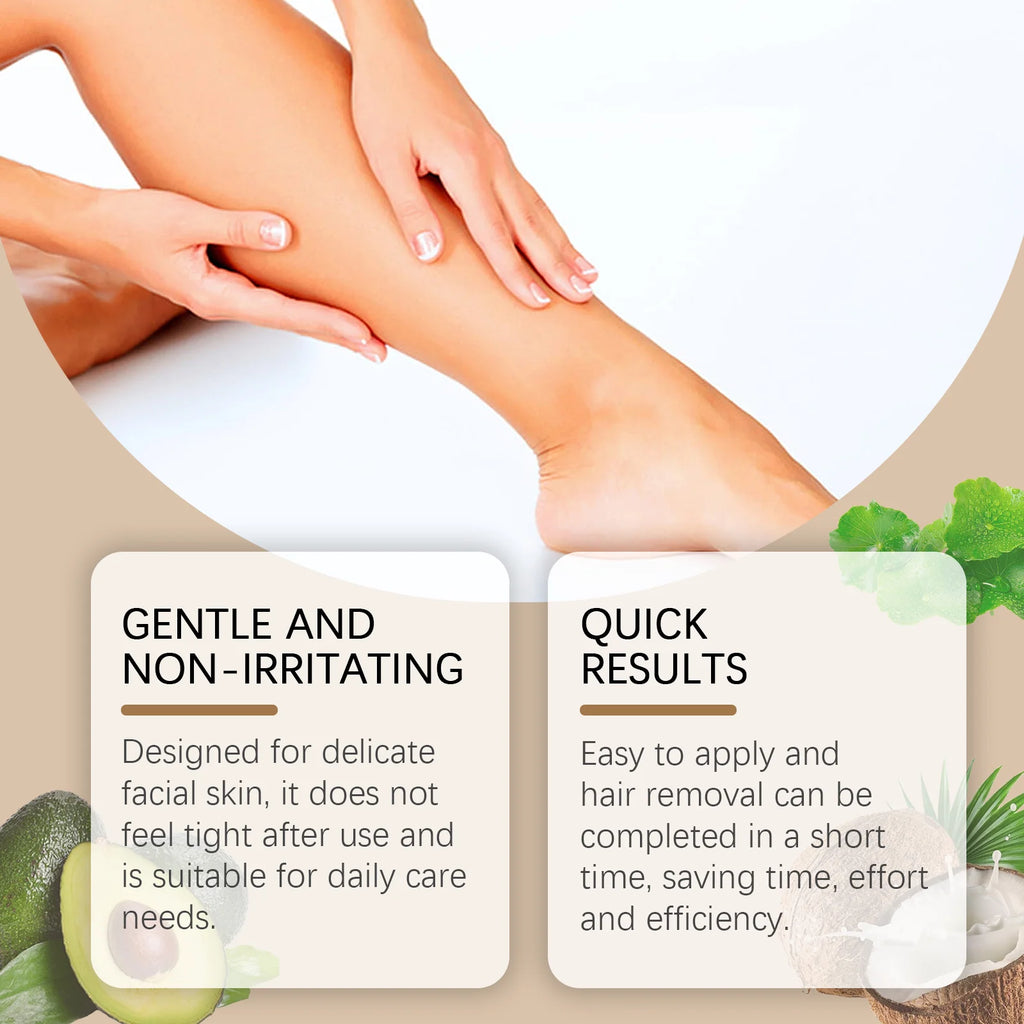 Coconut Oil Hair Removal Cream Lip Chin Armpit Leg Arm Beard Fast Hair Depilatory Irritating Painless Hair Remover Inhibitor Qme