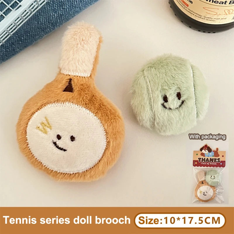 Cartoon Plush Badminton Tennis Keychain Fluffy Cute Creative Soft Qme A2