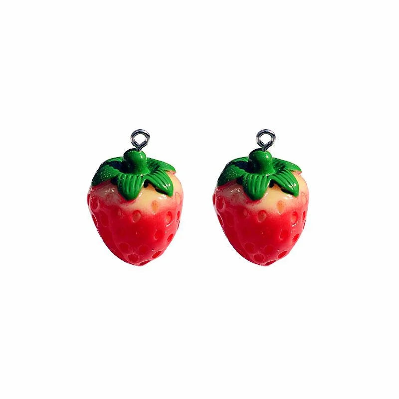 Big Small 3D Strawberry Fruit Resin Charms Pendant Earring DIY Qme