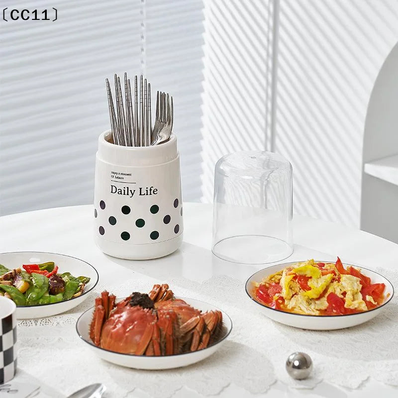 Dustproof Chopstick Bucket Lid Kitchen Tableware Spoon Storage Box Qme