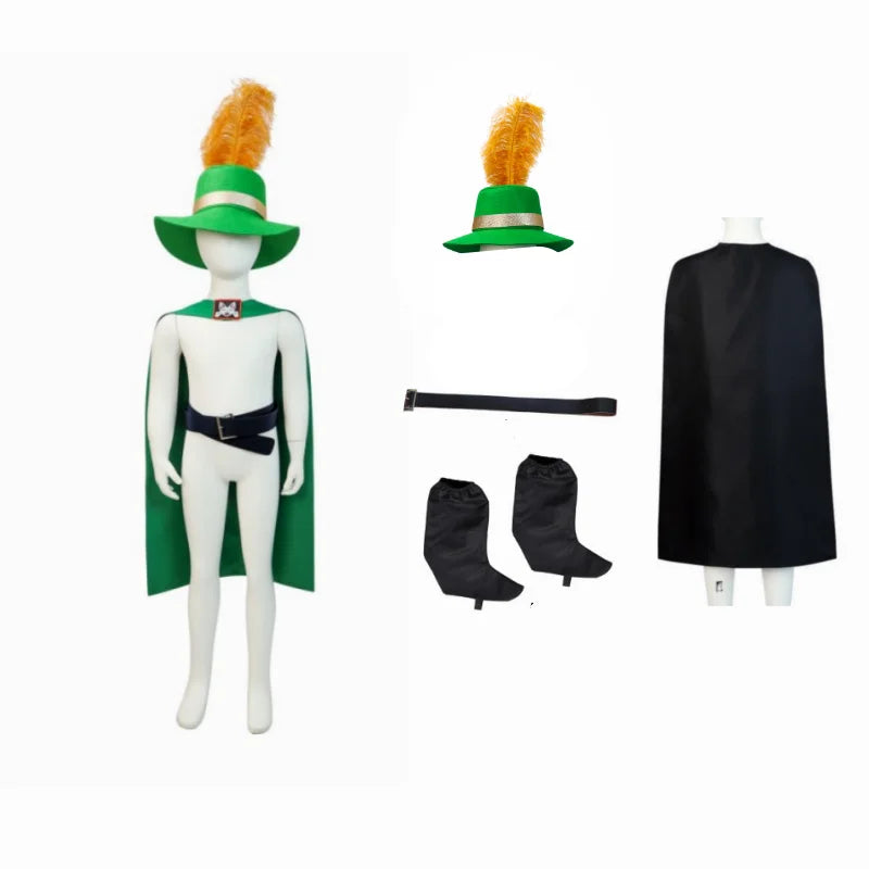 Anime Puss In Boots Cosplay Anim Cartoon Cat Costume Set Cloak Halloween Masquerade Carnival Party Prop Outfits Accessory Suit Qme Green 4pcs S