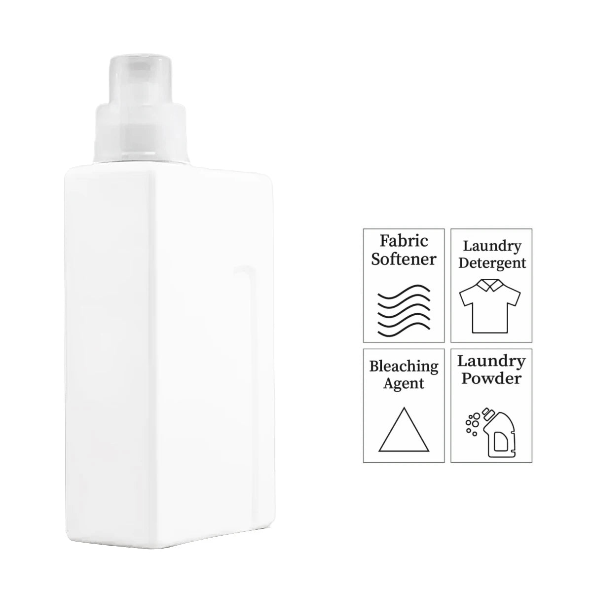 1000ml Laundry Detergent Dispenser Bottle Refiilable Laundry Storage Container for Liquid Powder Softener Laundry Room Canister Qme WHITE