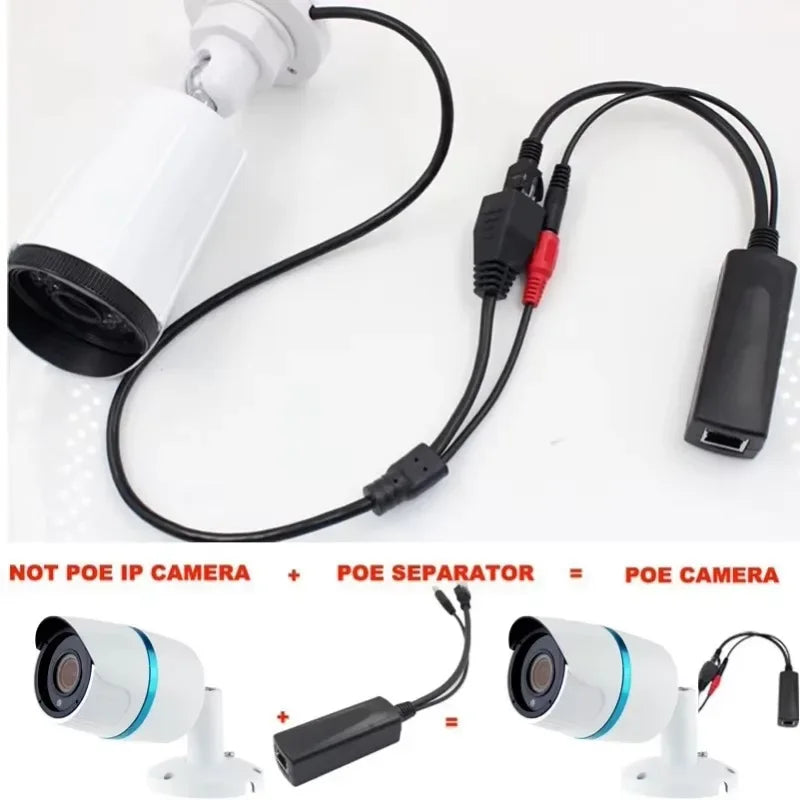 2pcs 48V To 12V PoE Splitter Anti-interference 15W POE Adapter Cable Power Supply Module DC5.5*2.1mm Connector for IP Camera Qme