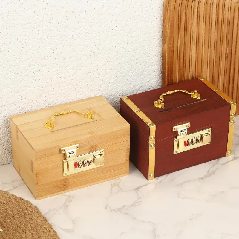 Decorative Secure Lock Home Storage Gadget Safe Anti-theft Wooden Qme