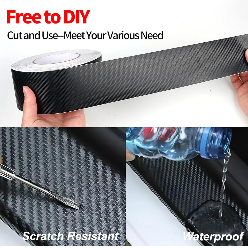 1-10M 3D Nano Carbon Fiber Stickers Car Door Edge Anti-Scratch Tape Black Side Mirror Protector Strip for Vehicle Protection Qme
