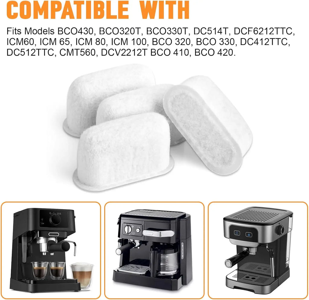 Charcoal Water Filter Compatible Delonghi Espresso Machine Cuisinart Qme