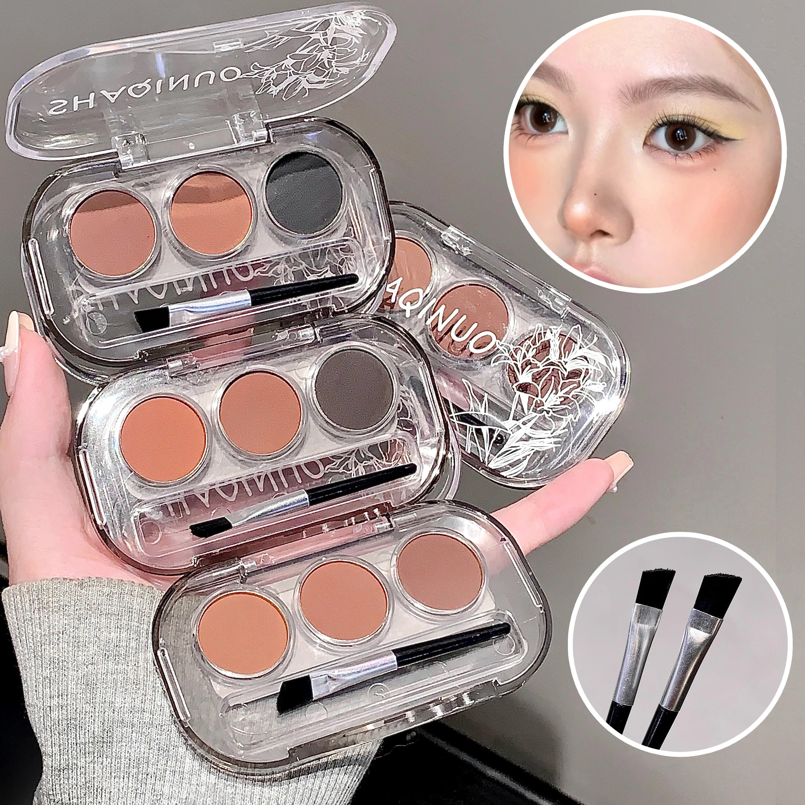 SHAQINUO 3-Color Eyebrow Powder Waterproof Sweatproof Long-lasting Qme