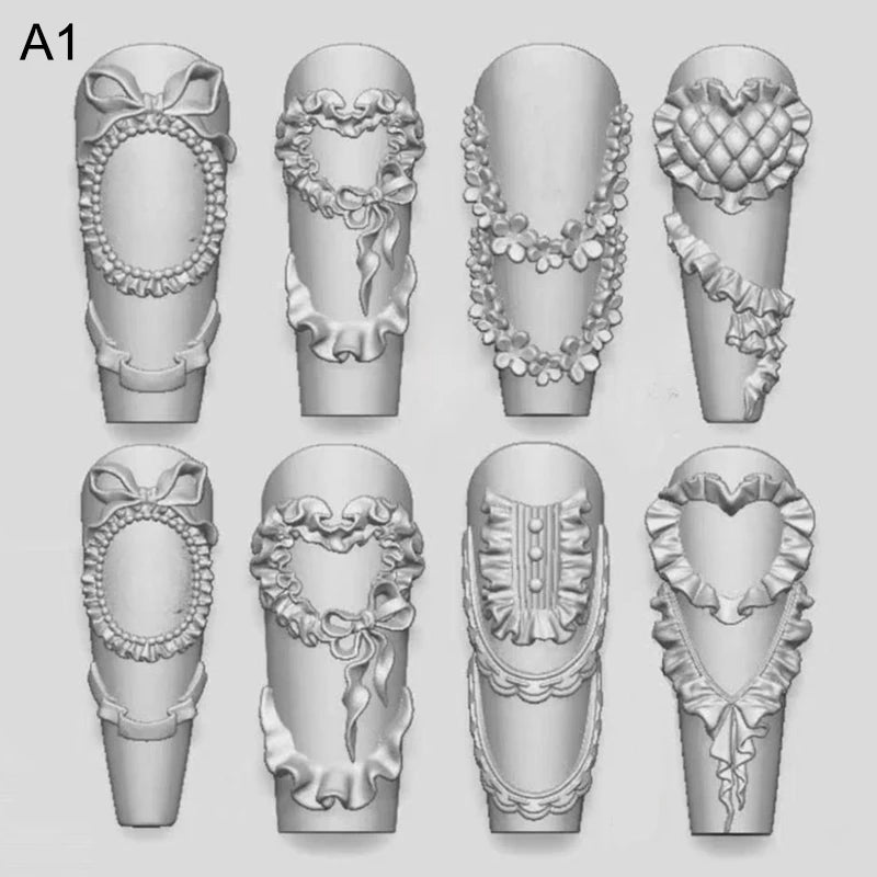 Bow Ribbon Silicone Nail Mold Flower Decorations Nails DIY Design Qme A1