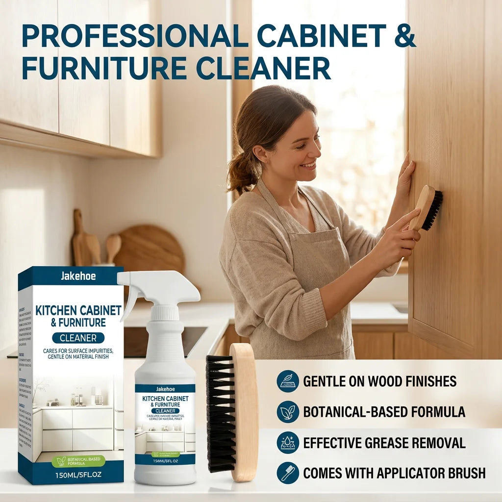 JAKEHOE Kitchen Cabinet & Furniture Cleaning Spray Remove Stubborn Oil Stains Restore Luster Easy-to-Use Gentle Surface Cleaner Qme