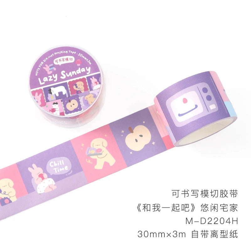 200cm/Roll INS Masking Tapes Cute cartoon pattern Decorative Label Stickers for Journal Scrapbooking Diary Album Stationery Tape Qme C 30mm X 3m