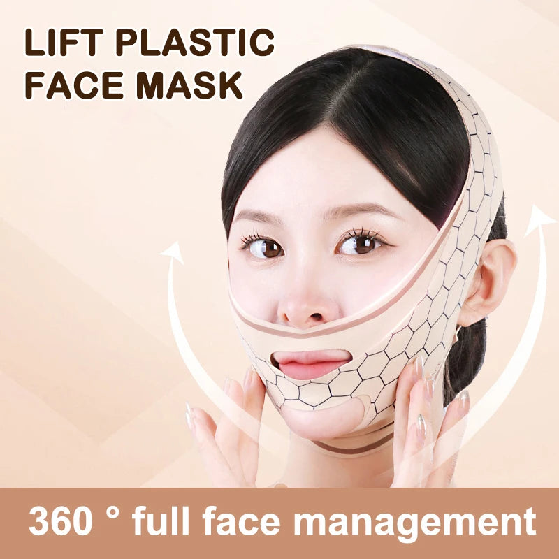 V-shaped Chin Cheek Lifting Mask Elastic Polyester Face Band Slimming Qme