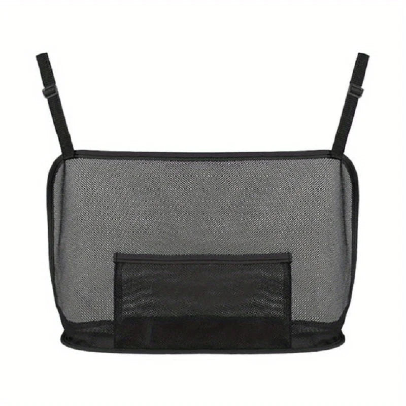 Maximize Your Car's Storage Space with this Large Capacity Car Seat Net Pocket! Qme Black