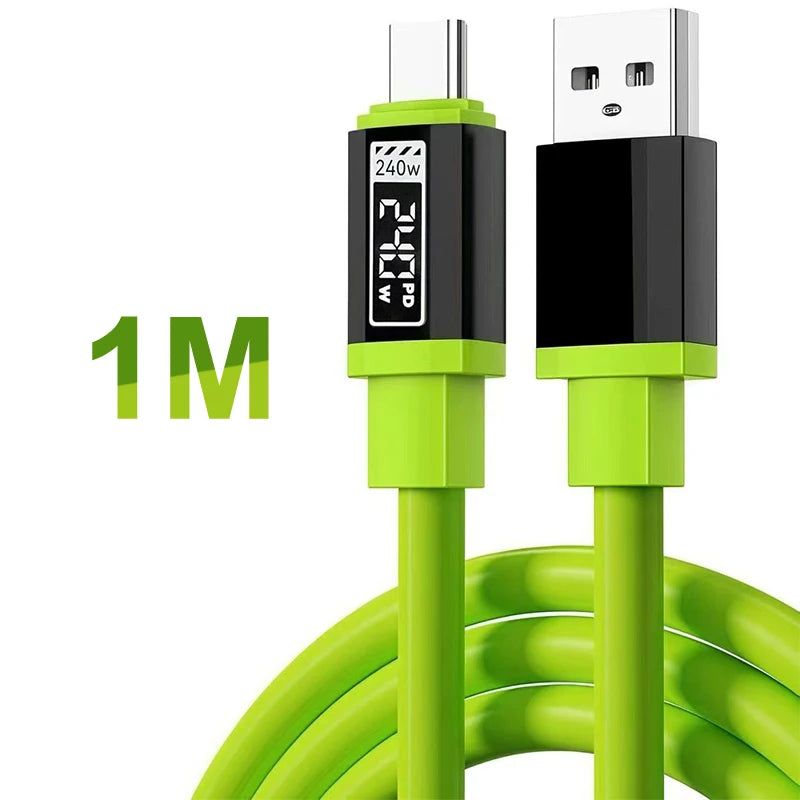 240W USB-C Data Cable Power Indicator Supports Fast Charging Type-c Qme black