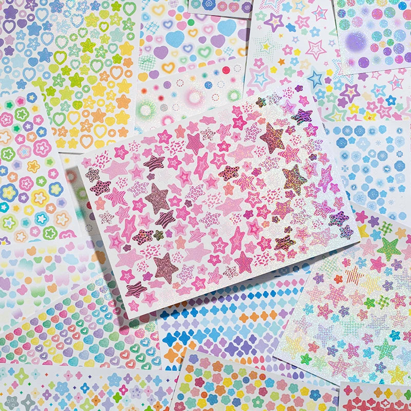 20 sheets，Cute Star cartoon pattern Ins Style Sticker Book, DIY Scrapbooking Stickers Collage Magazine Decoration Stationery Qme