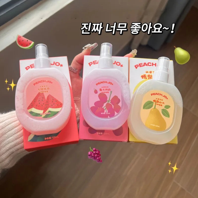 Fruit Pear Peach Grape Fragrance Clothing Deodorizer Spray Lasting Light Fragrance Deodorants Perfume Air Freshener Liquid 120ml Qme
