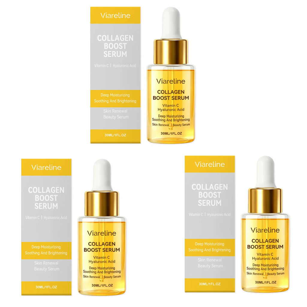 Viareline Collagen Boost Serum Wrinkle Removal Brightening Facial Qme 3 X 30ml Boxed